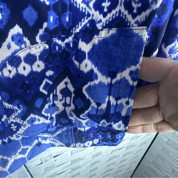 CHICO’s Zynergy lightweight zip up jacket, blue, & white coastal granny, blazer - Picture 3 of 9